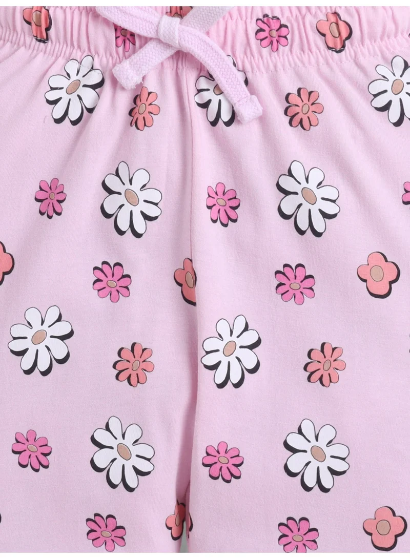 Victor And Jane  Girls Floral Print Cotton Pajama Set – T-Shirt & Full Pants Nightwear for Women | Best Price UAE